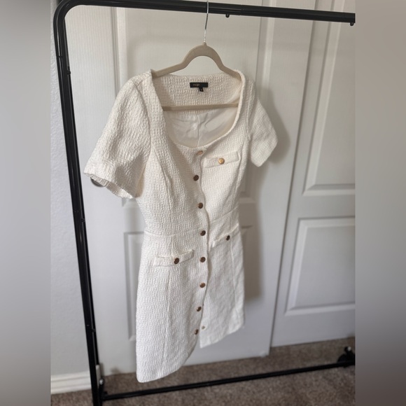 Maje Short Tweed White Dress Brand New Without Tags Size 38 - Picture 5 of 6